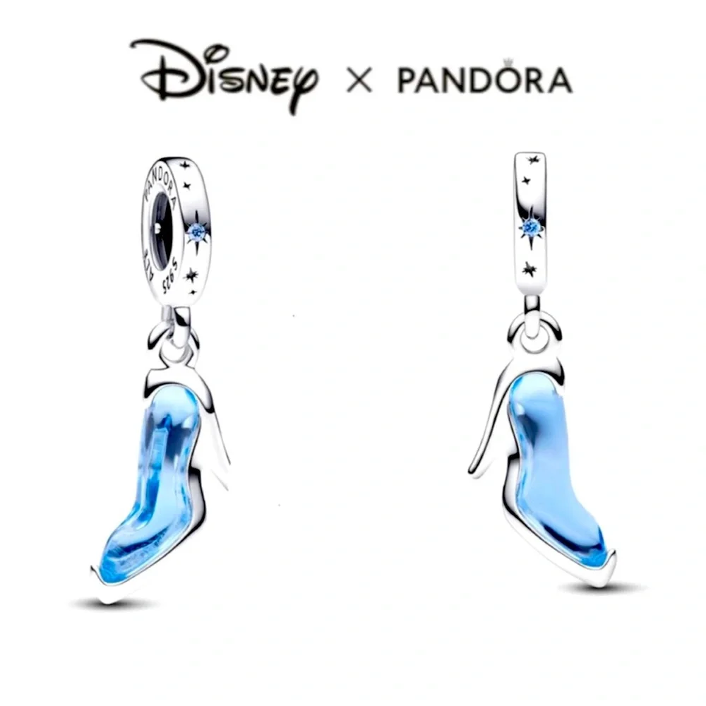 NWOT Pandora x Disney Cinderella's Glass Slipper Charm Blue Crystal - 793071C - Picture 1 of 16
